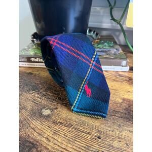 Polo Ralph Lauren Red Green Navy Christmas Plaid Old Money Classic Prep Wool Tie
